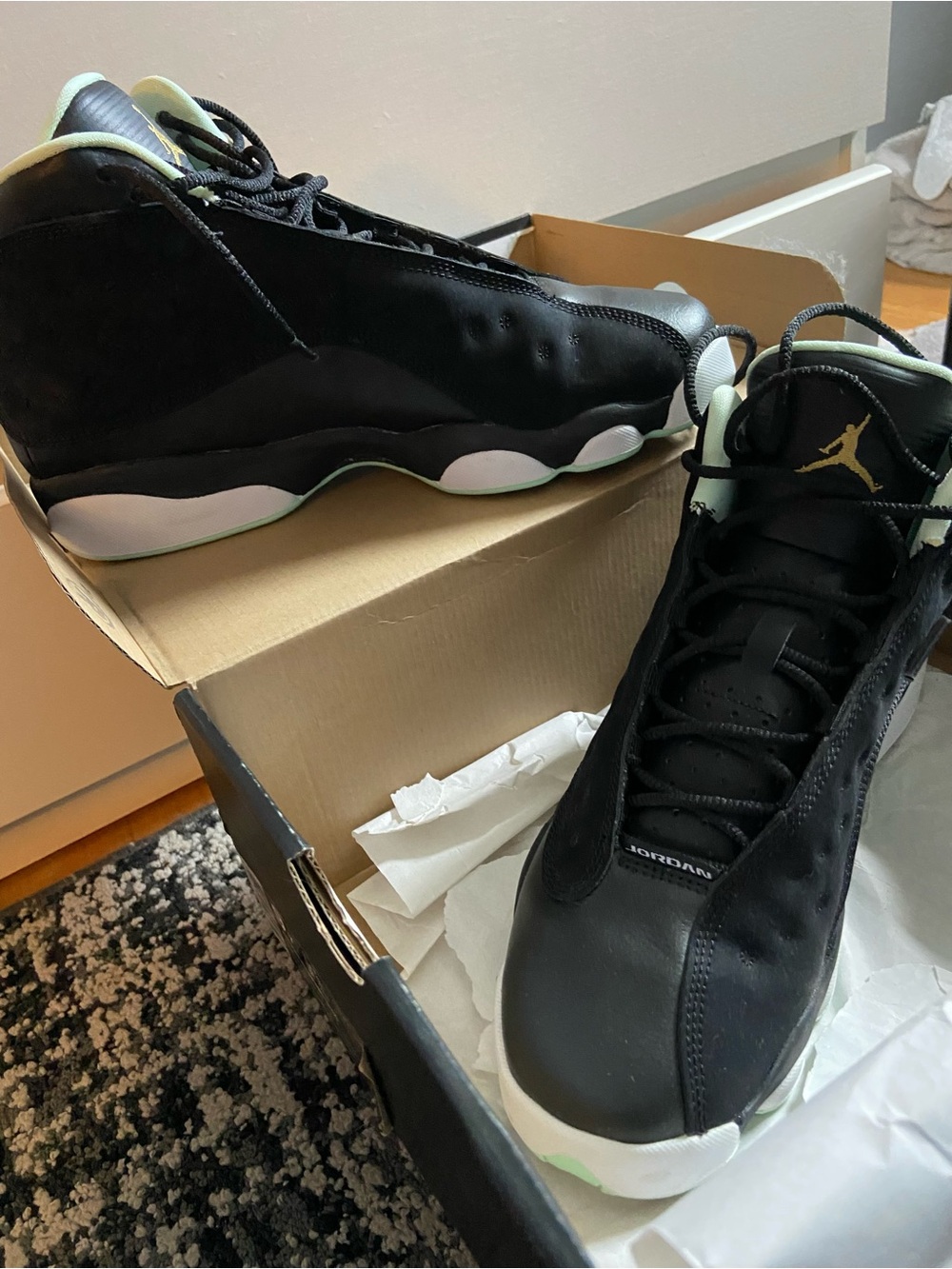 Jordan Men’s Sneakers - Black with Light Green Accents